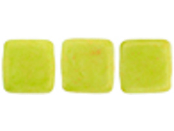 CzechMates Glass 6mm Pacifica Honeydew Two-Hole Tile Bead Strand