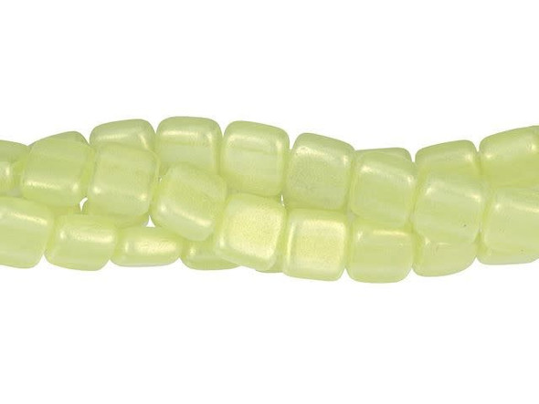 CzechMates Glass 6mm Sueded Gold Jonquil Two-Hole Tile Bead Strand