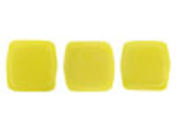 CzechMates Glass 6mm Matte Luster Iris Custard Two-Hole Tile Bead Strand