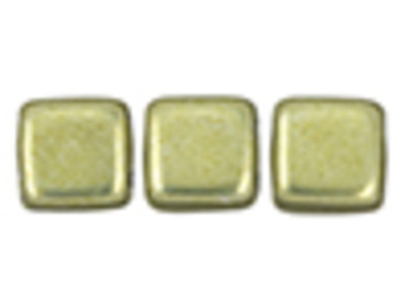 CzechMates Glass 6mm ColorTrends Saturated Metallic Limelight 2-Hole Tile Bead (50pc Strand)