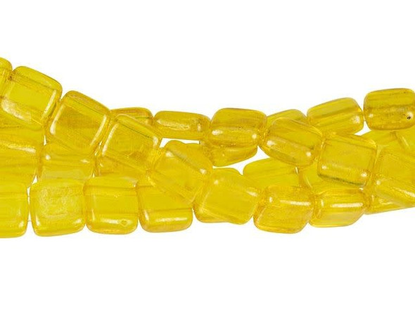 CzechMates Glass 6mm Lemon Stardust Two-Hole Tile Bead Strand