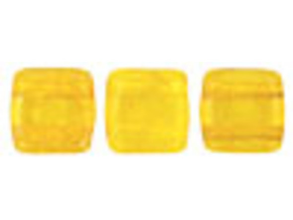 CzechMates Glass 6mm Lemon Stardust Two-Hole Tile Bead Strand