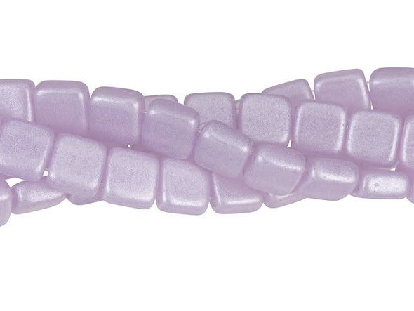 CzechMates Glass 6mm Metal Luster Milky Alexandrite Two-Hole Tile Bead Strand