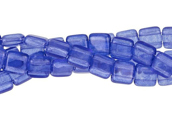 CzechMates Glass 6mm ColorTrends Transparent Riverside Two-Hole Tile Bead Strand
