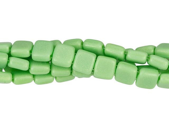 CzechMates Glass 6mm Sueded Gold Honeydew Two-Hole Tile Bead Strand