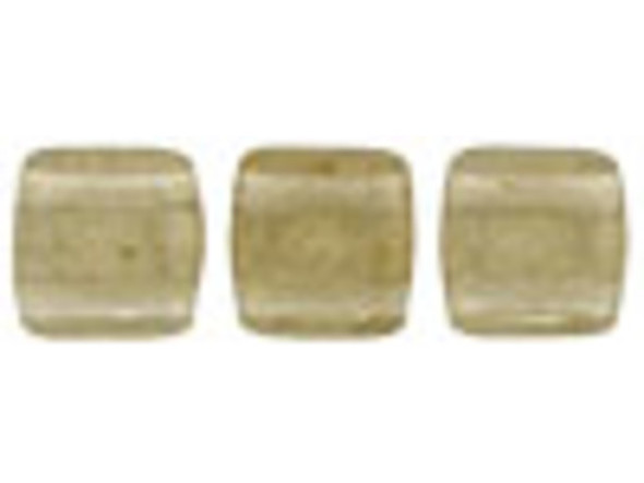 CzechMates Glass 6mm Gold Marbled Black Diamond Two-Hole Tile Bead Strand