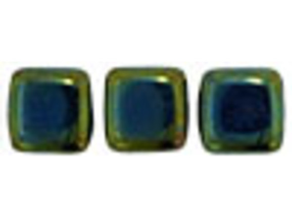 CzechMates Glass 2-Hole Square Tile Beads 6mm 'Green Iris'