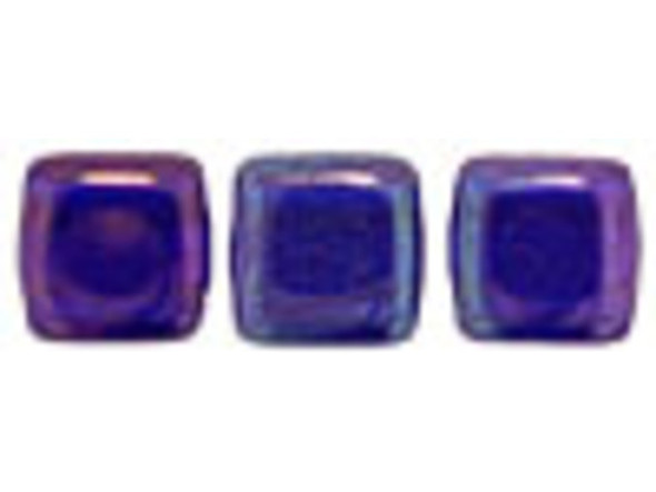CzechMates Glass 6mm Cobalt Vega Two-Hole Tile Bead Strand