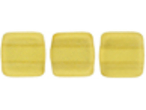 CzechMates Glass 6mm Sueded Gold Topaz Two-Hole Tile Bead Strand