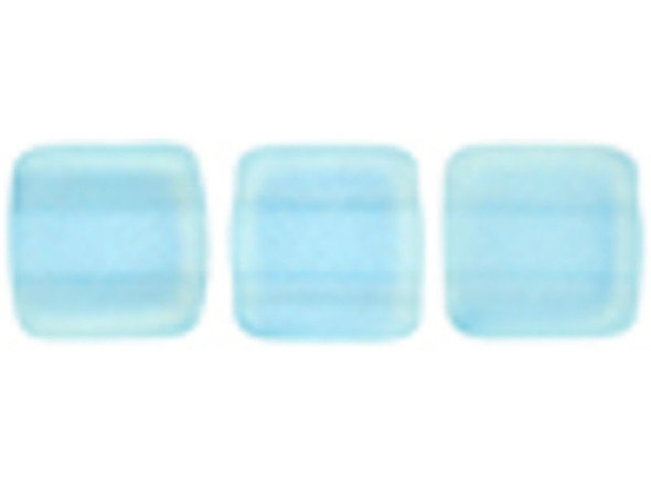 CzechMates Glass 6mm Sueded Gold Aquamarine Two-Hole Tile Bead Strand