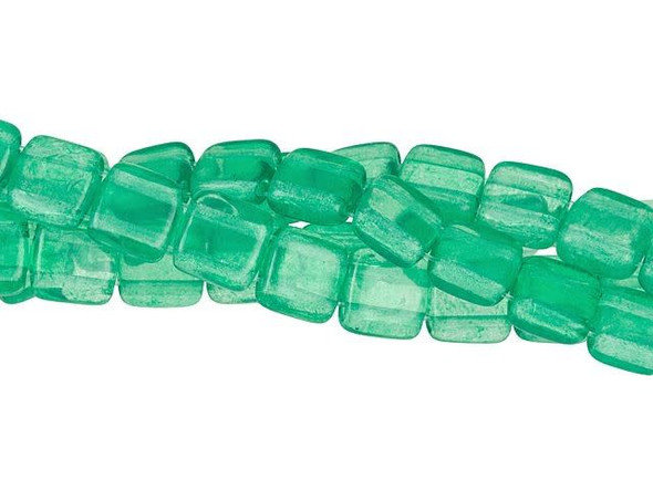 CzechMates Glass 6mm ColorTrends Transparent Lush Meadow Two-Hole Tile Bead Strand