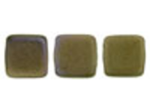 CzechMates Glass 6mm Matte Oxidized Bronze Clay Two-Hole Tile Bead Strand