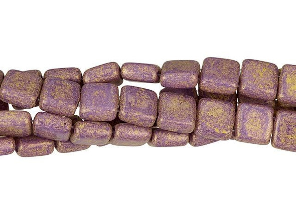 CzechMates Glass 6mm Pacifica Fig Two-Hole Tile Bead Strand