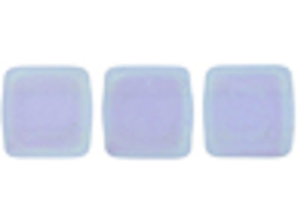 CzechMates Glass 6mm Aqua Glow Milky Alexandrite Two-Hole Tile Bead Strand