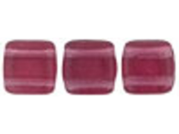 CzechMates Glass 6mm Fuchsia Two-Hole Tile Bead Strand