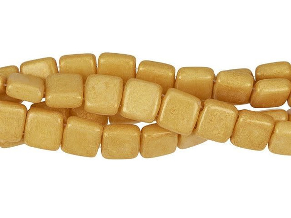 CzechMates Glass 6mm Pacifica Ginger Two-Hole Tile Bead Strand