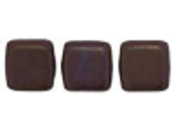 CzechMates Glass 6mm Chocolate Brown Matte Bronze Vega Two-Hole Tile Bead Strand