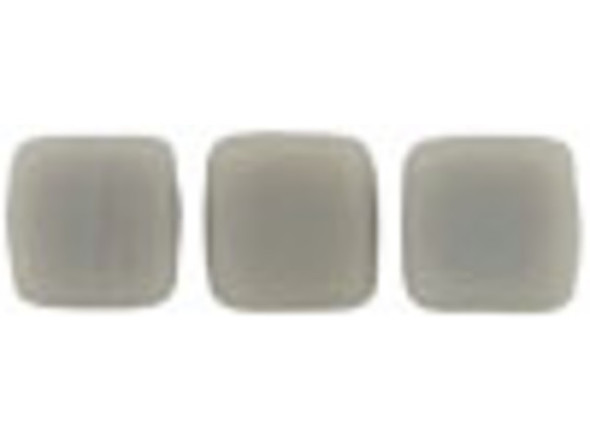 CzechMates Glass 6mm Matte Ashen Gray Two-Hole Tile Bead Strand