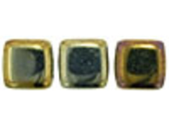 CzechMates Glass 2-Hole Square Tile Beads 6mm 'Brown Iris'