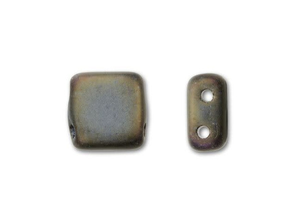 Create modern style in your designs with the CzechMates glass 6mm matte Iris brown two-hole Tile bead. Its small square shape features two stringing holes, opening up new design opportunities for all types of jewelry and craft ideas. Its 6mm size makes it perfect to use in a multitude of diverse ideas. This bead features a brown color with a soft metallic sheen, perfect for contemporary designs. 