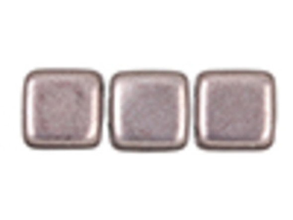 CzechMates Glass 6mm ColorTrends Saturated Metallic Almost Mauve Two-Hole Tile Bead Strand