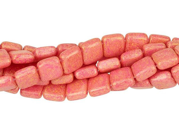 CzechMates Glass 6mm Pacifica Watermelon Two-Hole Tile Bead Strand