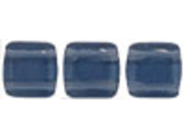 CzechMates Glass 6mm Montana Blue Two-Hole Tile Bead Strand