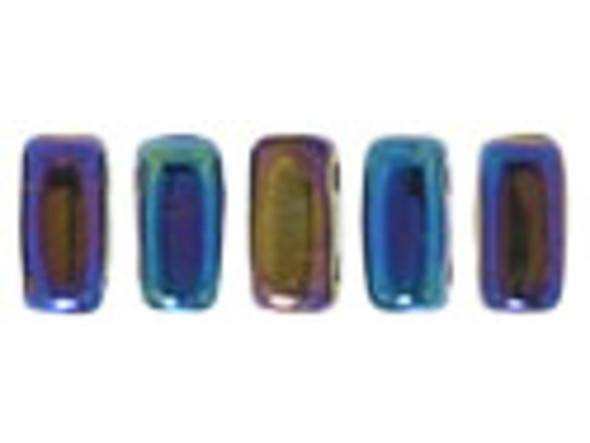 CzechMates Glass 2-Hole Rectangle Brick Beads 6x3mm - Blue Iris