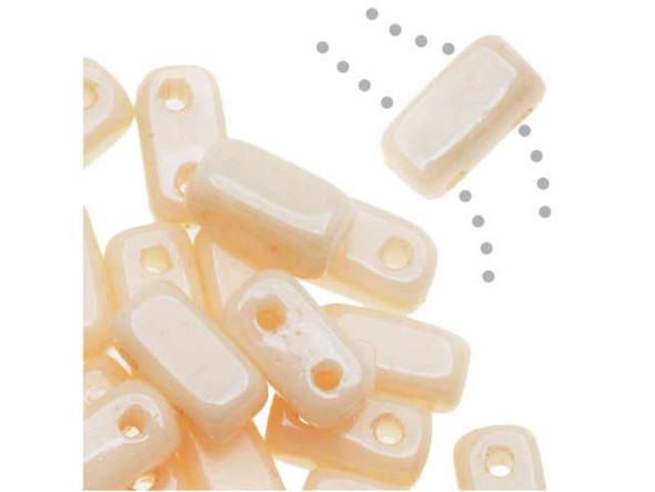 CzechMates Glass 2-Hole Rectangle Brick Beads 6x3mm - Opaque Champagne Luster