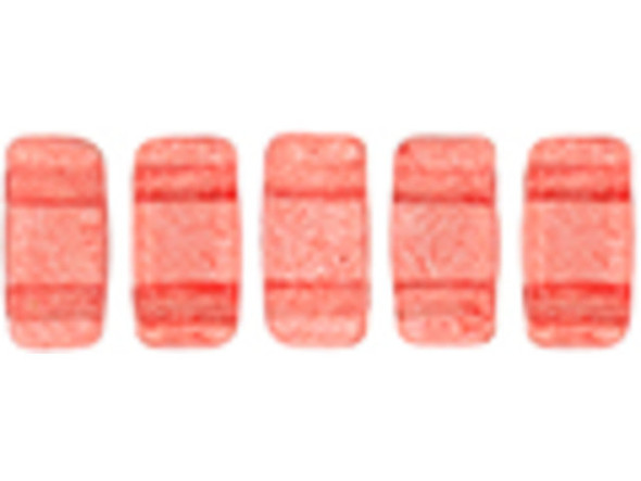 CzechMates Glass 3 x 6mm ColorTrends Transparent Aurora Red 2-Hole Brick Bead Strand