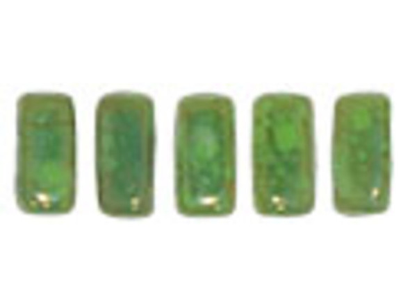 Whether creating stringing projects, bead embroidery, or something else, you'll love these CzechMates Brick Beads. These small, rectangular beads feature two stringing holes, allowing you to add them to multi-strand designs. They look great between strands of seed beads and other two-hole beads. Add these beads to seed bead embroidery projects for added fun. They make a wonderful complement to other CzechMates beads. These beads feature a mottled pattern in green. 