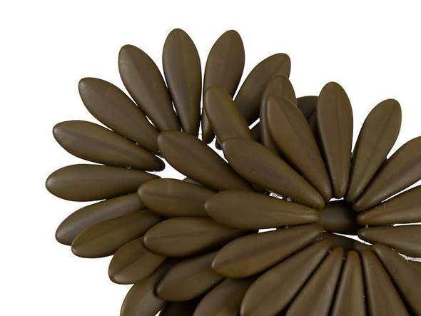 CzechMates Glass 16 x 5mm Matte Chocolate Brown Two-Hole Dagger Bead (50pc Strand)