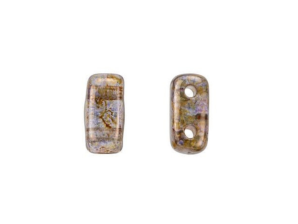 CzechMates Glass 3x6mm Transparent Gold/Smoke Topaz Luster 2-Hole Brick Bead (50pc Strand)