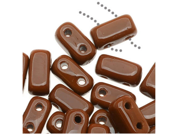 CzechMates Glass 2-Hole Rectangle Brick Beads 6x3mm - Umber