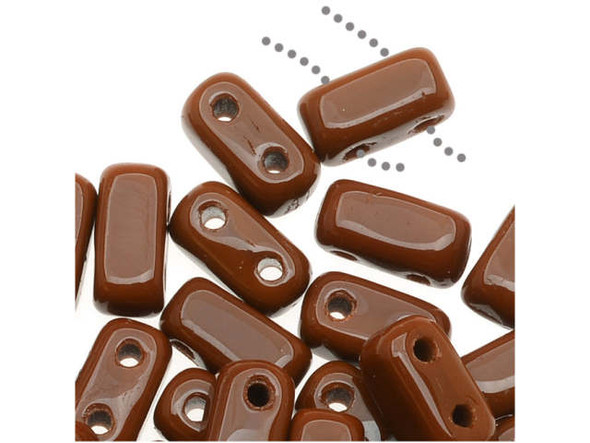 Put daring color into your designs with the CzechMates glass umber 2-hole brick beads. These small, rectangular beads feature two stringing holes, allowing you to add them to multi-strand designs. They look great between strands of seed beads and also work well with SuperDuo beads. Add these beads to seed bead embroidery projects for added fun. These beads feature clay red color. 