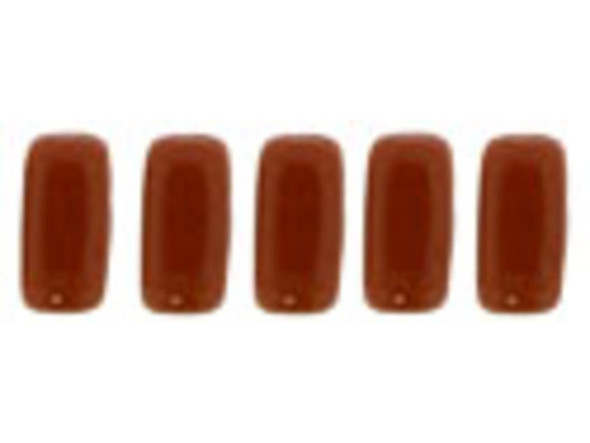 Put daring color into your designs with the CzechMates glass umber 2-hole brick beads. These small, rectangular beads feature two stringing holes, allowing you to add them to multi-strand designs. They look great between strands of seed beads and also work well with SuperDuo beads. Add these beads to seed bead embroidery projects for added fun. These beads feature clay red color. 