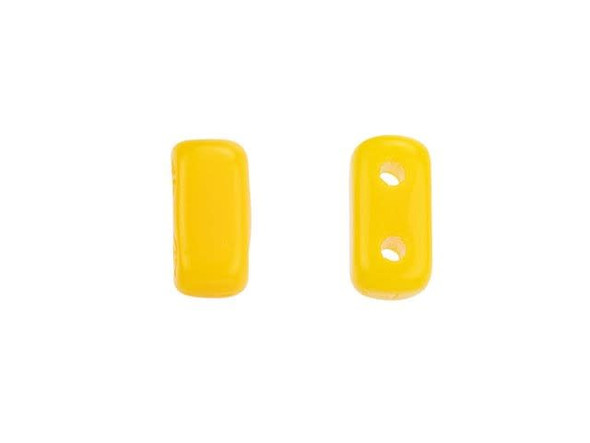 CzechMates Glass 3 x 6mm Opaque Sunflower Yellow 2-Hole Brick Bead Strand