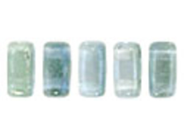 CzechMates Glass 2-Hole Rectangle Brick Beads 6x3mm - Dual Lustered Blue / Green