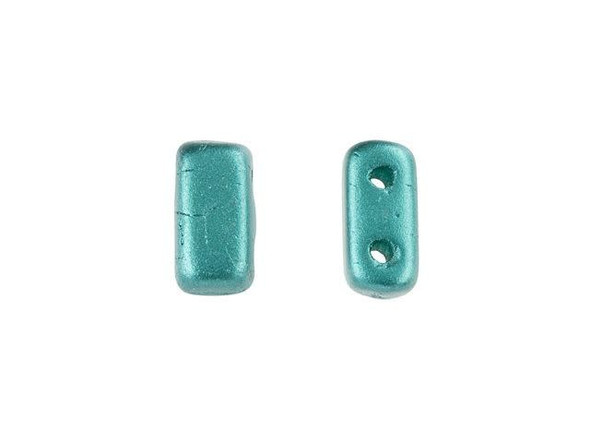 CzechMates Glass 3 x 6mm Pearl Coat Teal 2-Hole Brick Bead Strand