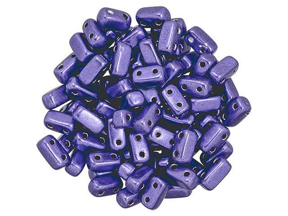 CzechMates Glass 3 x 6mm ColorTrends Saturated Metallic Ultra Violet 2-Hole Brick Bead (50pc Strand)