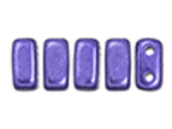 CzechMates Glass 3 x 6mm ColorTrends Saturated Metallic Ultra Violet 2-Hole Brick Bead (50pc Strand)