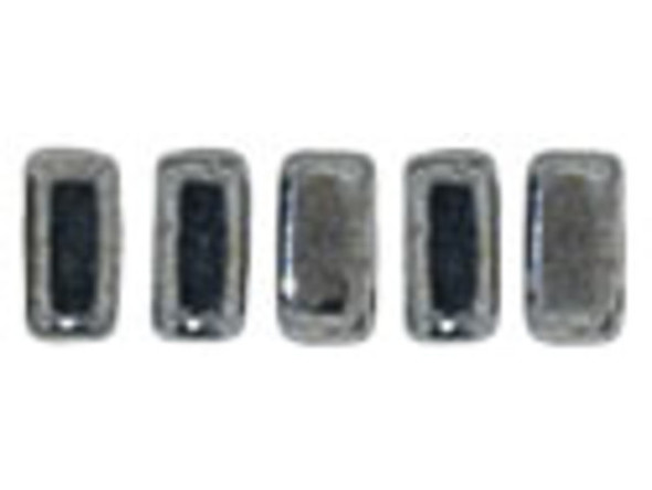 CzechMates Glass 2-Hole Rectangle Brick Beads 6x3mm - Hematite