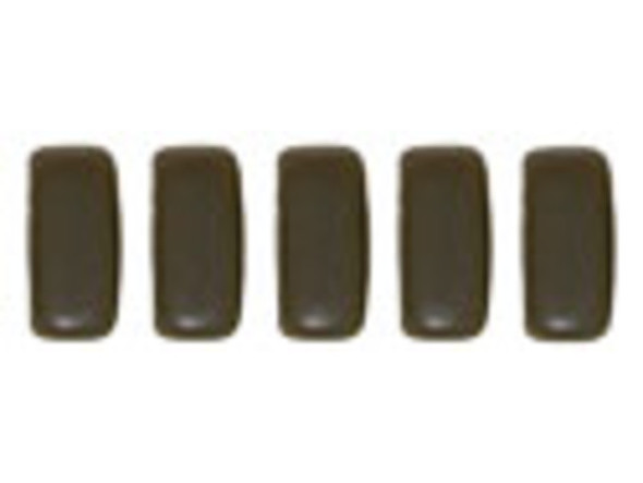 CzechMates Glass 3 x 6mm Matte Chocolate Brown 2-Hole Brick Bead Strand