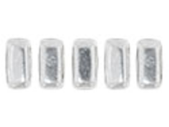 CzechMates Glass 2-Hole Rectangle Brick Beads 6x3mm - Silver