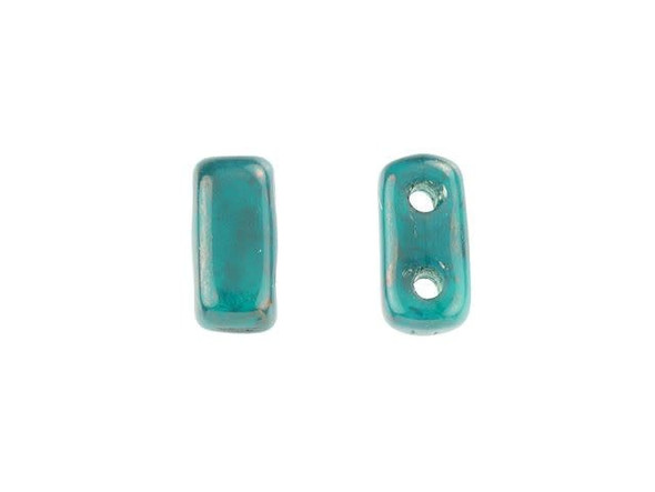 CzechMates Glass 3 x 6mm Persian Turquoise Moon Dust 2-Hole Brick Bead Strand