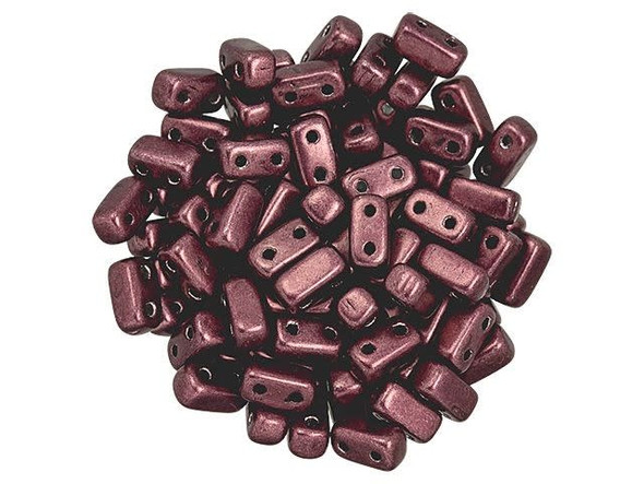 CzechMates Glass 3 x 6mm ColorTrends Saturated Metallic Red Pear 2-Hole Brick Bead (50pc Strand)