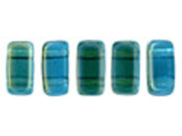 Whether creating stringing projects, bead embroidery, or something else, you'll love these CzechMates Brick Beads. These small, rectangular beads feature two stringing holes, allowing you to add them to multi-strand designs. They look great between strands of seed beads and other two-hole beads. Add these beads to seed bead embroidery projects for added fun. They make a wonderful complement to other CzechMates beads. These beads feature a splash of teal color with a hint of metallic gleam. 