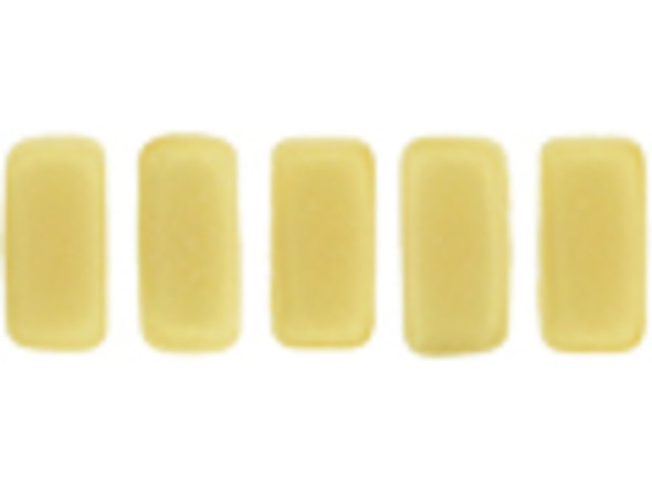 CzechMates Glass 3 x 6mm Sueded Gold Opaque Lt Beige 2-Hole Brick Bead Strand