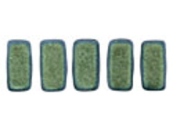 CzechMates Glass, 2-Hole Rectangle Brick Beads 6x3mm, Aqua Teal Polychrome