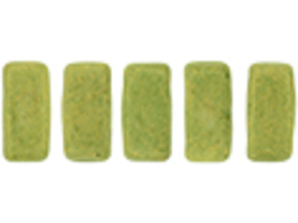 CzechMates Glass 3 x 6mm Pacifica Avocado 2-Hole Brick Bead Strand